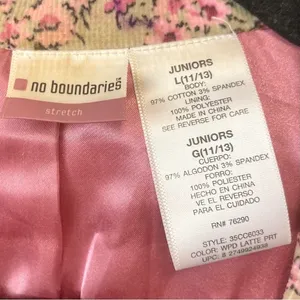 No Boundaries Vintage Y2K Floral Blazer Jacket Pink Tan Rose thumbnail 7