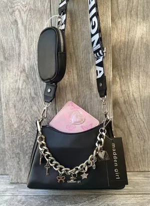 Madden Girl Charm Crossbody Bag with Bonus Pink Butterfly Wallet thumbnail 1