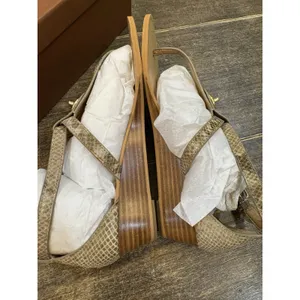 COACH Ingrid Natural Snake Print Leather Thong Wedge Sandals Women's Size 8.5! thumbnail 7