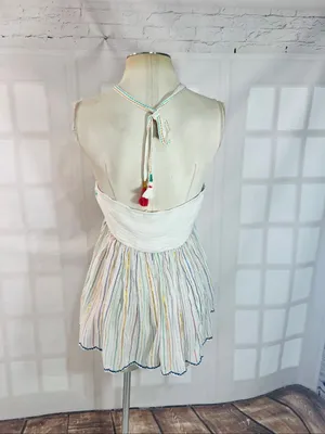 Anthropologie Floreat Ivory Itzel Halter Embroidered Babydoll Tank Top Size 4 thumbnail 8