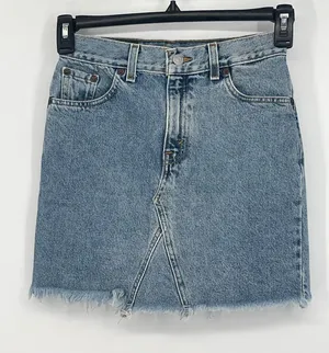 Levi's Strauss Women's Signature High Rise Blue‎ Denim Skirt Raw Hem thumbnail 1