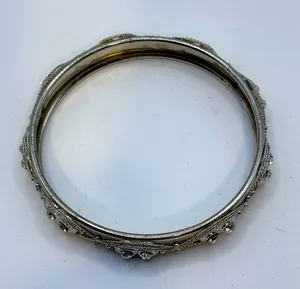 Silver Toned Rhinestone Bangle Bracelet thumbnail 5