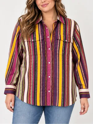 Lauren Ralph Lauren Multicolor Striped Roll Tab Button Down Shirt thumbnail 1