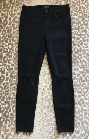 NWOT Mother Looker Ankle Fray Jeans in Guilty As Sin Distressed thumbnail 7