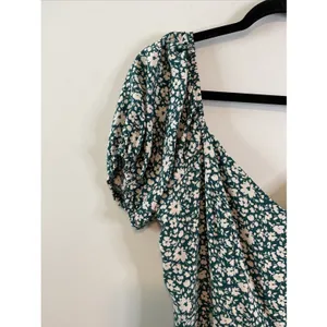 As You Wish XL Teal Floral Wide Leg Jumpsuit Puff Sleeve Boho Romper‎ thumbnail 6