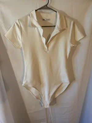 Zara Cream Polo One-Piece Women’s Bodysuit thumbnail 2