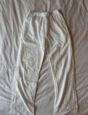 White eyelet pants thumbnail 1