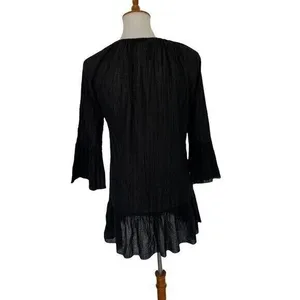 Ralph Lauren Tunic Small Black‎ Long Sleeve Pleated Boho Classic Essential thumbnail 5