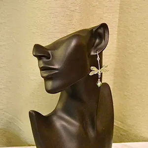 Gold Dragonfly Earrings Green thumbnail 5