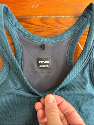 PrAna Becksa Ribbed Sports Bra Tank Teal Sz S 💛🍄 thumbnail 6