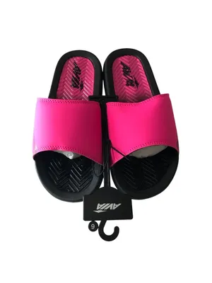 Avia Slide Sandals Vibrant Neon Pink Textured Black Sole Womens Size 6 thumbnail 2