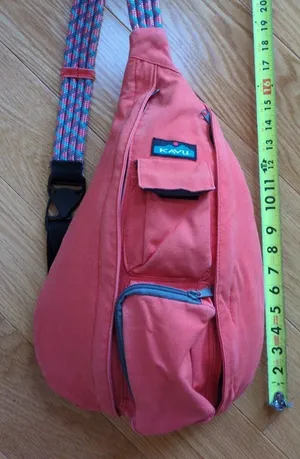 KAVU Rope Sling Backpack Coral Orange Canvas Crossbody Hiking Travel Bag thumbnail 1
