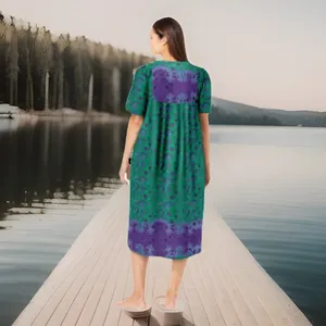 Chic Only Necessities Green Purple Floral Moo Moo Gown ‎ BabyDoll Pockets 14/16 thumbnail 5