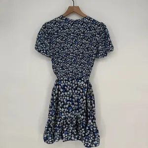 French Connection Floral Cutout‎ Ruffle Dress Navy Blue XS 4 Puff Sleeve thumbnail 8