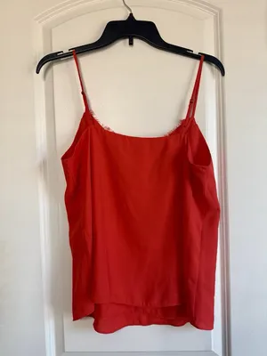 Socialite Red lace trim Cami slip tank top blouse sexy lined M Adjustable Strap thumbnail 6