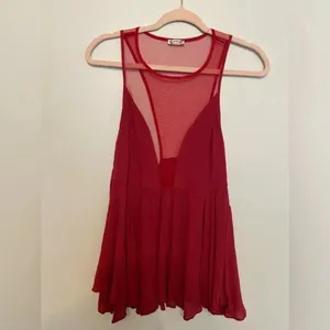 Free People by Intimately Blouse Romantic Mesh Cami Quiet Luxury Boho Parisian S thumbnail 2