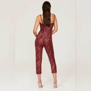 Rtr sz0 Katie May Venus Jumpsuit red wine lace gold shimmer metallic skinny 1 PC thumbnail 3