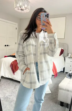 Fleece Flannel White Size XL thumbnail 1