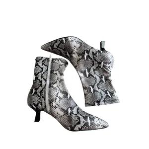 Abound Grey Snakeskin Print Pointed Toe Kitten‎ Heel Ankle Boots Size 7 NEW thumbnail 6