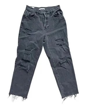 Womens PacSun High Rise Black Rinse Straight Distressed Jeans - Sz 26 thumbnail 1