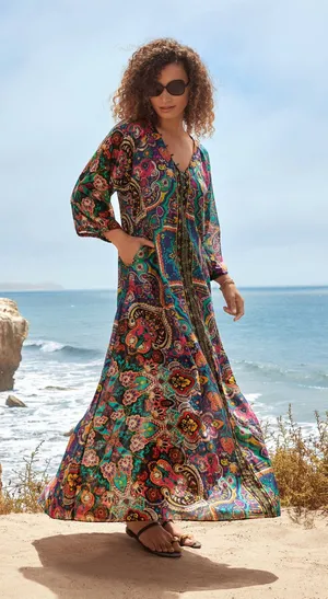 Johnny Was Multicolor Paisley Maxi Dress thumbnail 1
