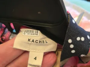 O Anthropologie Linen Kachel Black Mini Dress with Pink Floral Print NWOT size 4 thumbnail 4