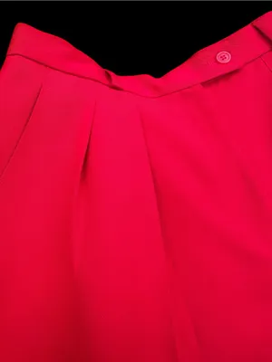 VTG Preston & York Wool Shorts Womens 12 Red Pleated High Waist Lined 90s 26W thumbnail 3
