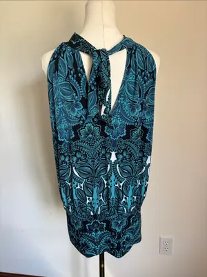 Liz Claiborne Teal and Black Halter Tunic thumbnail 4