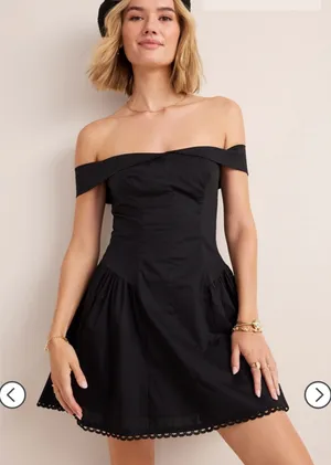 Black off shoulder mini dress Francesca’s thumbnail 1