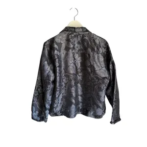 Chico's Black Floral Jacquard Silk Blend Jacket Size 2 Metallic Shimmer Evening thumbnail 5