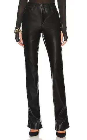 AFRM x REVOLVE Vegan Leather Mini-Flare High-Rise Noir Graysen Pant Size 29 Tall thumbnail 1