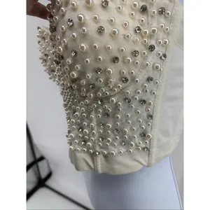 Windsor Pearl Rhinestone Bustier Corset Top XS Beaded Structured Party Top thumbnail 8