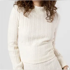 Band of Gypsies Band of The Free Ivory Cable Knit Mock-Neck Crop Sweater XS NWT thumbnail 1