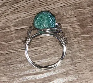 Handmade Wire Wrapped Stone Ring Silver thumbnail 2
