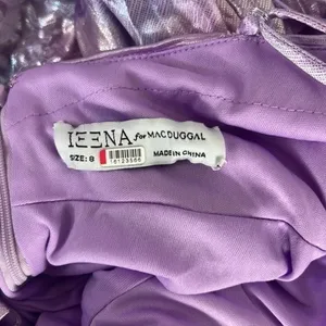 Mac Duggal RTR Ieena Purple Pleated Gown Metallic Strappy Satin iridescent thumbnail 8