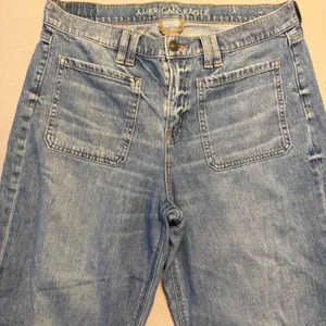 American Eagle 90s Wide Leg Patch Pocket Denim Jeans Blue Women Size 10 Regular thumbnail 2