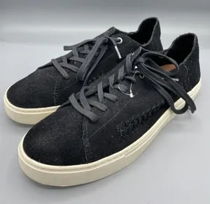 TOMS Black Suede‎ Leather Lace Up Sneakers Women’s Shoes 9.5 Casual Comfort thumbnail 1