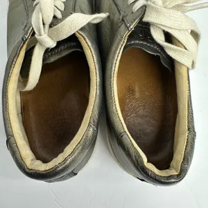 Frye Womens 8.5 Kerry Metallic Leather Low Top Sneakers Gold Pewter Urban Chic thumbnail 5