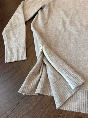 LOFT Light Cream Crewneck Sweater with Side Zip Detail - Size Small - C54-156 thumbnail 4