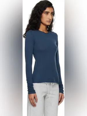 Skims (G13) featherweight Cashemere long Sleeve | Color Indigo | Size XL thumbnail 2