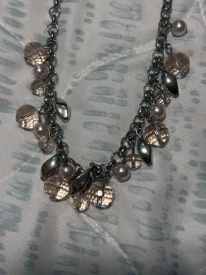 Pink Crystal Silver Tome Statement Necklace thumbnail 2