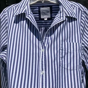 Heritage 1981 Medium Blue & White Striped Button Up thumbnail 9