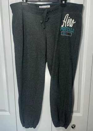 Aeropostale‎ Sweatpants Womens XL Gray Embroidered Logo Fleece Joggers 1987 Y2K thumbnail 1