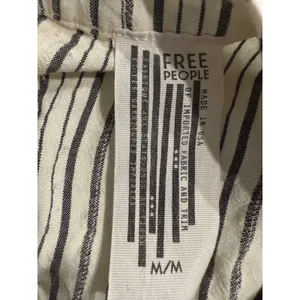 Free People Striped‎ Tunic Top Blouse Women's M/M Medium Long Sleeve Ivory Black thumbnail 4