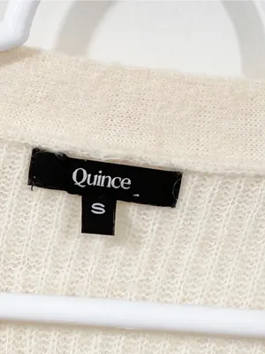 Quince Cream Alpaca Wool V Neck Cardigan Sweater Size Small thumbnail 4