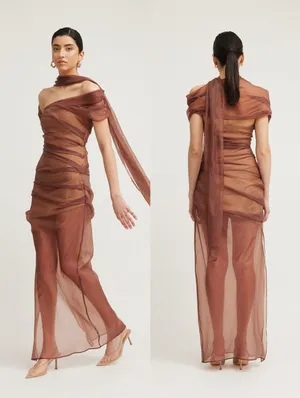 TOJHA Marceline Asymmetrical Sheer Maxi Dress thumbnail 10