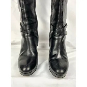 Cole Haan 'Air Cara' Boots High Heel Leather Tall Knee High Black Boot Sz 8.5 thumbnail 3