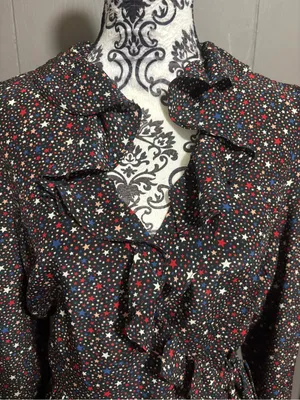 MADEWELL Silk Ruffle-Hem Wrap Top in Starry Night thumbnail 4