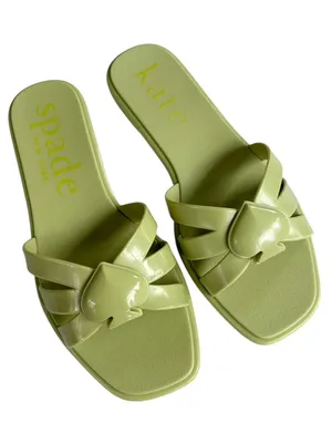 New In Box Kate Spade Sculpted Spade Jelly Sandals Bosc Pear Green Size 6 thumbnail 1