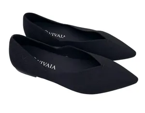 Vivaia Vienna Pointed-Toe V-Cut Ballet Flats Black Knit Women's Size 38.5 US 7.5 thumbnail 1